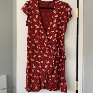 Burnt red wrap romper